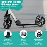 NNECW Folding Kids Scooter with Adjustable Height and Anti-Shock Suspension-Silver