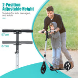 NNECW Folding Kids Scooter with Adjustable Height and Anti-Shock Suspension-Silver