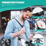 NNECW Folding Kids Scooter with Adjustable Height and Anti-Shock Suspension-Silver