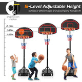 NNECW Basketball Hoop for Kids with 5-Level Heights for Indoor & Outdoor