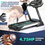 NNECW 4.75 HP Treadmill with APP and Auto Incline for Home & Apartment