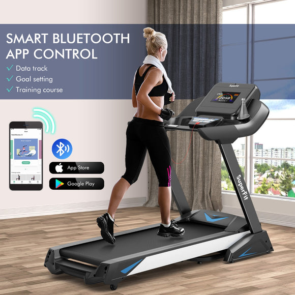 NNECW 4.75 HP Treadmill with APP and Auto Incline for Home & Apartment