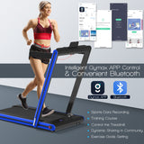 NNECW 2-in-1 Folding Treadmill with Dual LED Display for Home Blue
