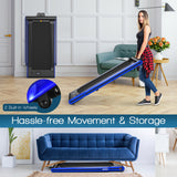 NNECW 2-in-1 Folding Treadmill with Dual LED Display for Home Blue