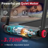 NNECW Folding Treadmill with 3.75HP Motor & Bluetooth Speaker