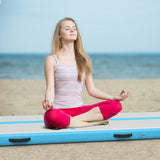 NNECW Inflatable Gym Mat with Electric Pump for Yoga-Blue-450x100x15cm