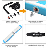 NNECW Inflatable Gym Mat with Electric Pump for Yoga-Blue-450x100x15cm