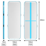 NNECW Inflatable Gym Mat with Electric Pump for Yoga-Blue-450x100x15cm