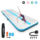 NNECW Inflatable Gym Mat with Electric Pump for Yoga-Blue-450x100x15cm