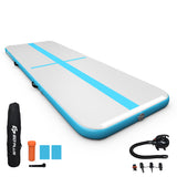 NNECW Inflatable Gym Mat with Electric Pump for Yoga-Blue-450x100x15cm