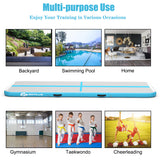NNECW Inflatable Gym Mat with Electric Pump for Yoga-Blue-450x100x15cm