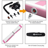 NNECW Inflatable Gym Mat with Electric Pump for Yoga-Pink-450x100x15cm