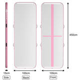 NNECW Inflatable Gym Mat with Electric Pump for Yoga-Pink-450x100x15cm