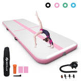 NNECW Inflatable Gym Mat with Electric Pump for Yoga-Pink-450x100x15cm