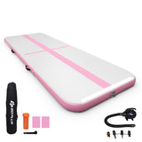NNECW Inflatable Gym Mat with Electric Pump for Yoga-Pink-450x100x15cm