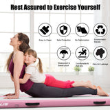 NNECW Inflatable Gym Mat with Electric Pump for Yoga-Pink-450x100x15cm