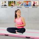 NNECW Inflatable Gym Mat with Electric Pump for Yoga-Pink-450x100x15cm