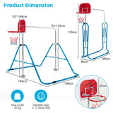 NNECW  Folding Horizontal Gymnastics Bar with Basketball Hoop for Kids Junior Training-Blue