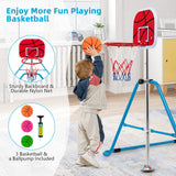 NNECW  Folding Horizontal Gymnastics Bar with Basketball Hoop for Kids Junior Training-Blue