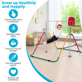 NNECW  Folding Horizontal Gymnastics Bar with Basketball Hoop for Kids Junior Training-Multicolour