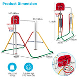 NNECW  Folding Horizontal Gymnastics Bar with Basketball Hoop for Kids Junior Training-Multicolour