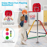 NNECW  Folding Horizontal Gymnastics Bar with Basketball Hoop for Kids Junior Training-Multicolour