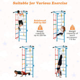 NNECW Kids Stall Bars Set with Wall Ladder and Gymnastic Rings for 3+ Years Old