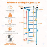 NNECW Kids Stall Bars Set with Wall Ladder and Gymnastic Rings for 3+ Years Old