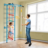 NNECW Kids Stall Bars Set with Wall Ladder and Gymnastic Rings for 3+ Years Old