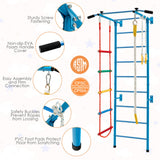 NNECW Kids Stall Bars Set with Wall Ladder and Gymnastic Rings for 3+ Years Old