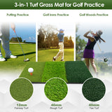 NNECW 3-in-1 Golf Hitting Mat with Realistic Synthetic Turf for Indoor and Outdoor Golf Practice