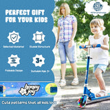 NNECW Foldable Lightweight Scooter with Adjustable Height Handlebar and LED Light for Kids-Blue
