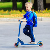 NNECW Foldable Lightweight Scooter with Adjustable Height Handlebar and LED Light for Kids-Blue