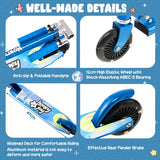NNECW Foldable Lightweight Scooter with Adjustable Height Handlebar and LED Light for Kids-Blue
