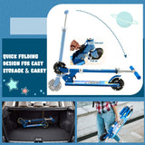 NNECW Foldable Lightweight Scooter with Adjustable Height Handlebar and LED Light for Kids-Blue