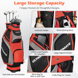 NNECW Lightweight &amp Portable Golf Stand Bag with 7 Zippered Pocket-Red