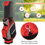 NNECW Lightweight &amp Portable Golf Stand Bag with 7 Zippered Pocket-Red