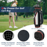 NNECW Lightweight & Large Capacity Golf Cart Bag with Beverage Cooler Bag-Black
