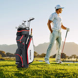 NNECW Lightweight & Large Capacity Golf Cart Bag with Beverage Cooler Bag-Black