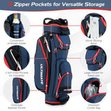 NNECW Lightweight & Large Capacity Golf Cart Bag with Beverage Cooler Bag-Blue