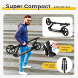 NNECW Foldable Lightweight Scooter with Adjustable Handlebar for Kids-Black