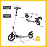 NNECW Foldable Lightweight Scooter with Adjustable Handlebar for Kids-White