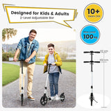 NNECW Foldable Lightweight Scooter with Adjustable Handlebar for Kids-White