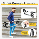 NNECW Foldable Lightweight Scooter with Adjustable Handlebar for Kids-White