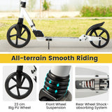 NNECW Foldable Lightweight Scooter with Adjustable Handlebar for Kids-White