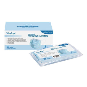 NNEIDS 50 Pack Virafree 3 Ply Disposable Protective Face Mask | Medical and Food grade
