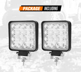 NNEDSZ 2x 4inch 80W Square LED Work Lights Bar CREE Spot Flood Reverse 4WD Ute Truck