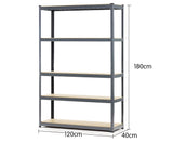 NNEDPE Heavy Duty 5 Shelf Storage Unit - 180 x 120 x 40cm