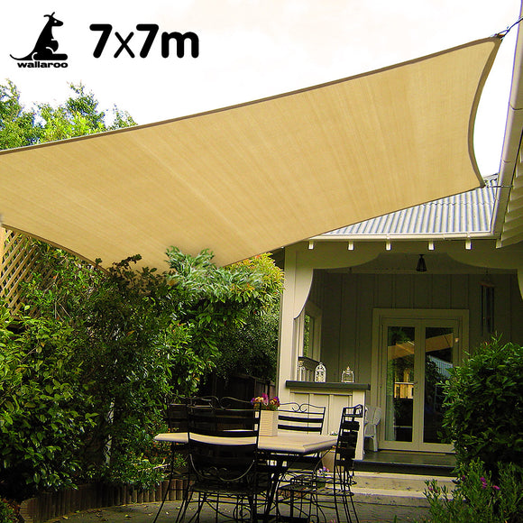 NNEDPE Wallaroo Rectangular Shade Sail 7m x 7m - Sand