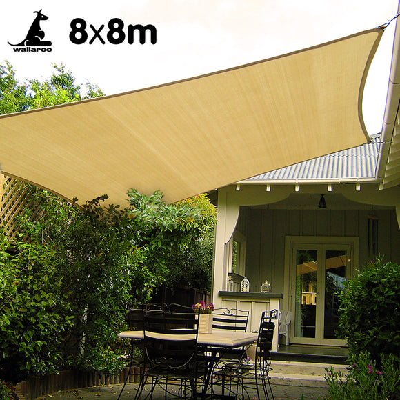 NNEDPE Wallaroo Rectangular Shade Sail 8m x 8m - Sand
